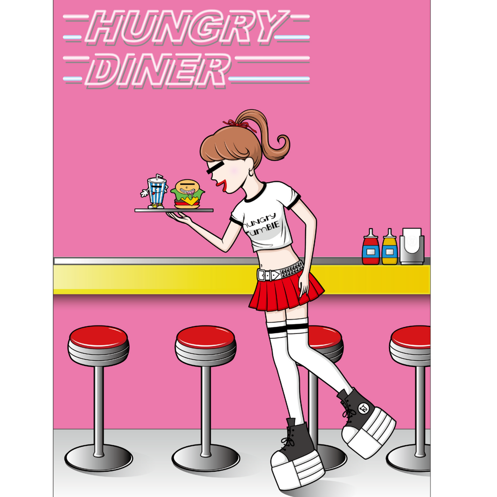 “HUNGRY DINER” JERSEY TOPS